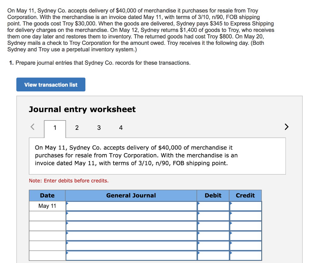 Solved On May 11, Sydney Co. accepts delivery of 40,000 of