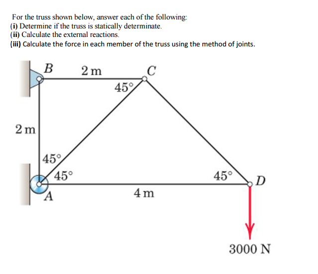 Solved For the truss shown below, answer each of the | Chegg.com