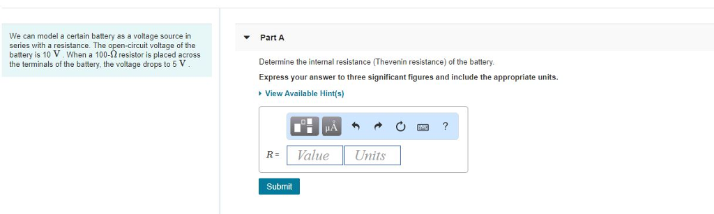 Solved We can model a certain battery as a voltage source in | Chegg.com