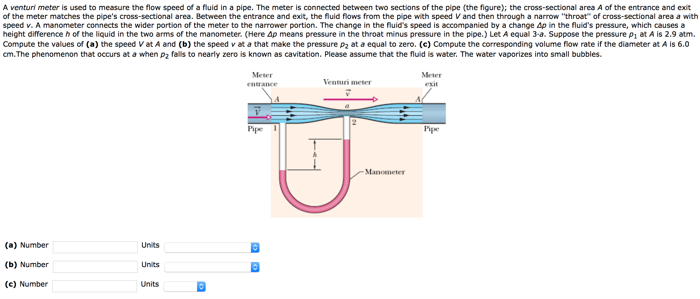 Solved A venturi meter is used to measure the flow speed of | Chegg.com