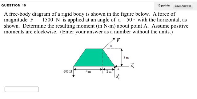 Solved A free-body diagram of a rigid body is shown in the | Chegg.com