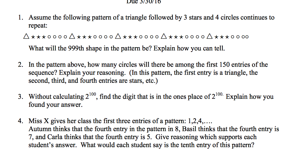Solved Assume the following pattern of a triangle followed | Chegg.com