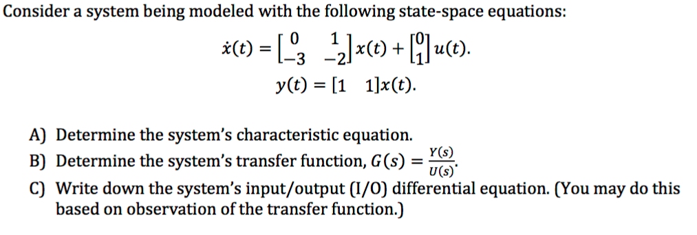 Solved Consider a system being modeled with the following | Chegg.com