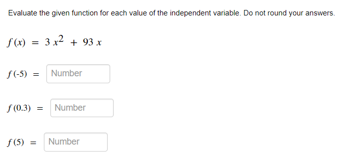 Solved Evaluate the given function for each value of the | Chegg.com
