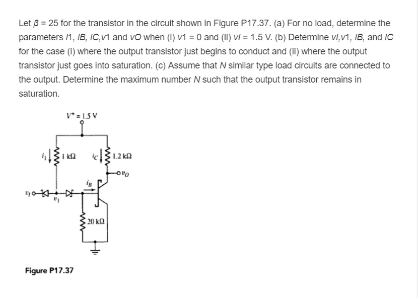 Solved Let beta = 25 for the transistor in the circuit shown | Chegg.com