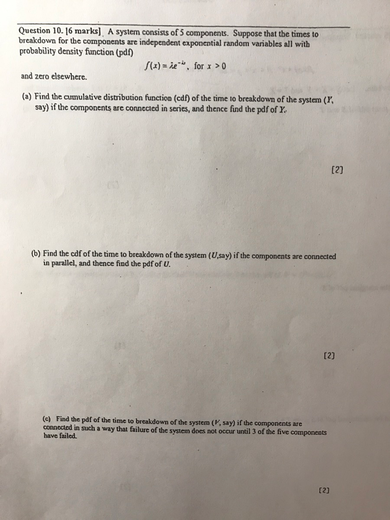 Solved A system consists of 5 components. Suppose that the | Chegg.com
