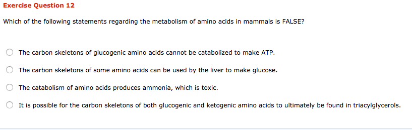 Solved Exercise Question 12 Which of the following | Chegg.com