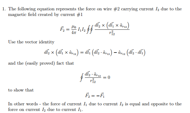 Solved The Following Equation Represents The Force On Wire 