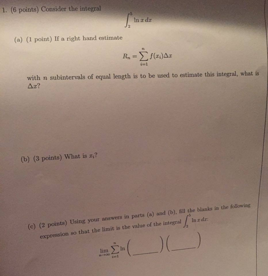 Solved Consider the integral If a right hand estimate with | Chegg.com