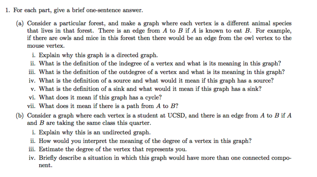 Solved For each part, give a brief one-sentence answer (a) | Chegg.com