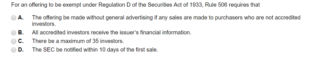 rule 506 c of regulation d under the securities act of 1933