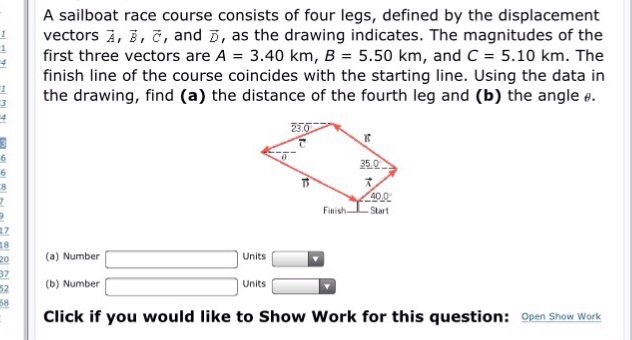 a sailboat race course consists of four legs