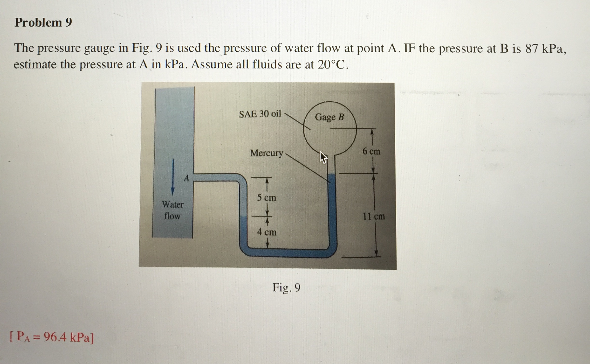 Solved The pressure gauge in Fig. 9 is used the pressure of
