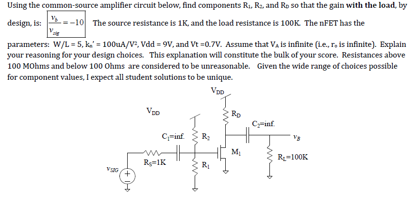 Solved Using The Common Source Amplifier Circuit Below Find 3747