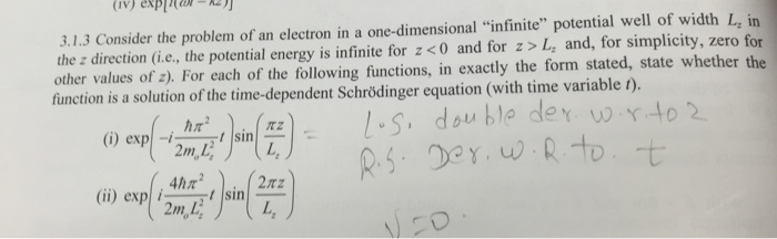 Solved 3.1.3 Consider the problem of an electron in a | Chegg.com