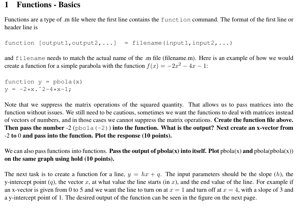 Use Matlab 1 Functions - Basics Functions arc a type | Chegg.com