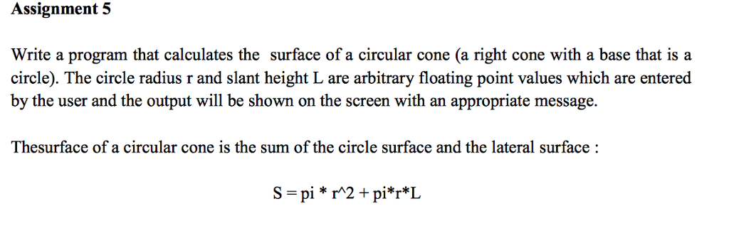 Solved Assignment 5 Write a program that calculates the | Chegg.com