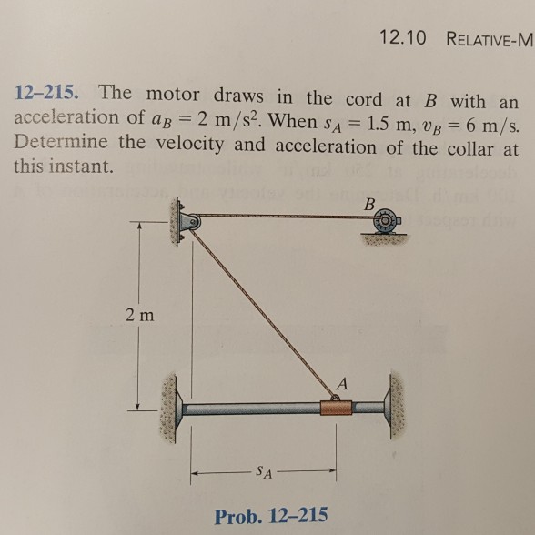 Solved 12.10 RELATIVE-M 12-215. The Motor Draws In The Cord | Chegg.com