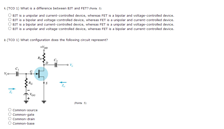 Solved What Is A Difference Between BJT And FET? BJT Is A | Chegg.com