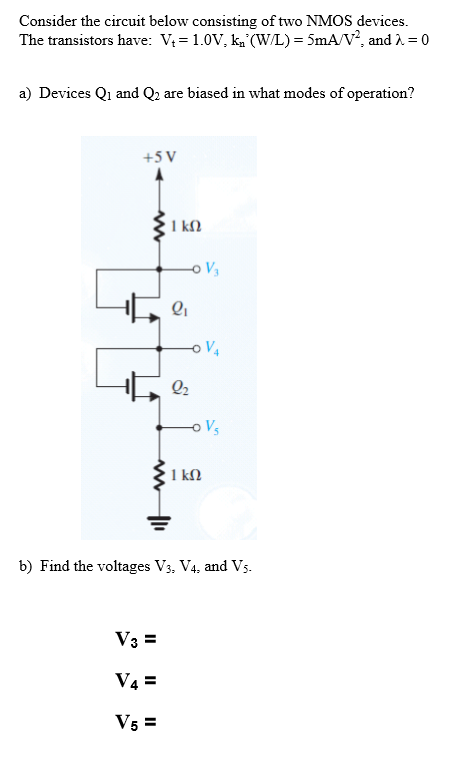 Solved Consider The Circuit Below Consisting Of Two Nmos