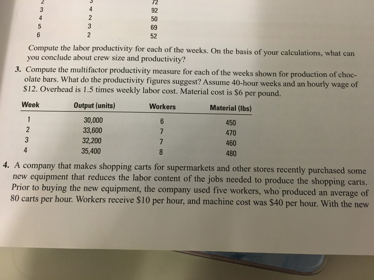 Solved Compute the labor productivity for each of the weeks. | Chegg.com