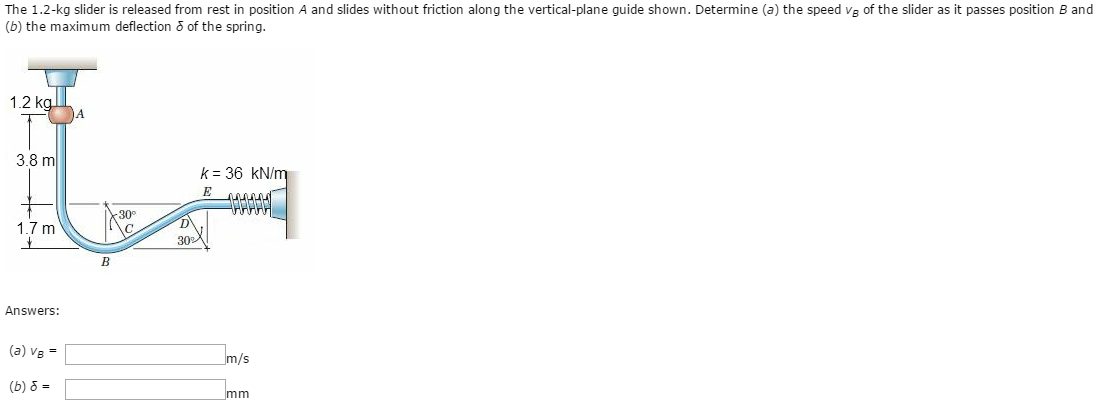 Solved The 1.2-kg slider is released from rest in position A | Chegg.com