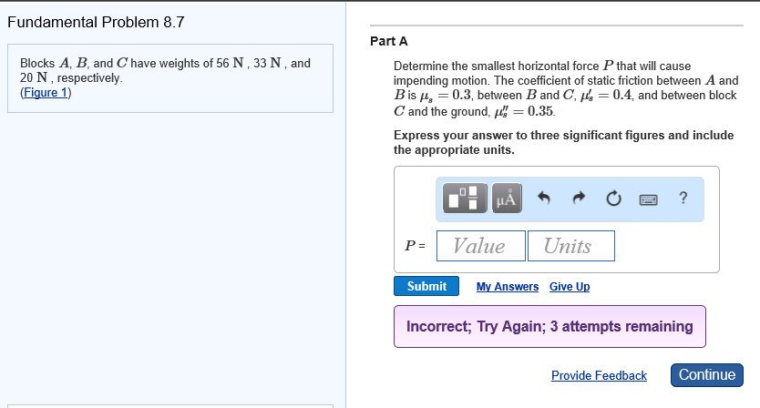 Solved Fundamental Problem 8 7 Part A Blocks A B And C Chegg