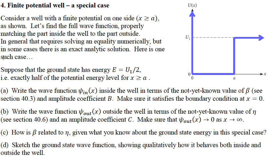 Solved Finite potential well - a special case Consider a | Chegg.com