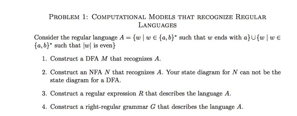 Solved Consider The Regular Language A = (w| W {a, B}* Such | Chegg.com