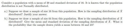 Solved Consider a population with a mean of 20 and standard | Chegg.com