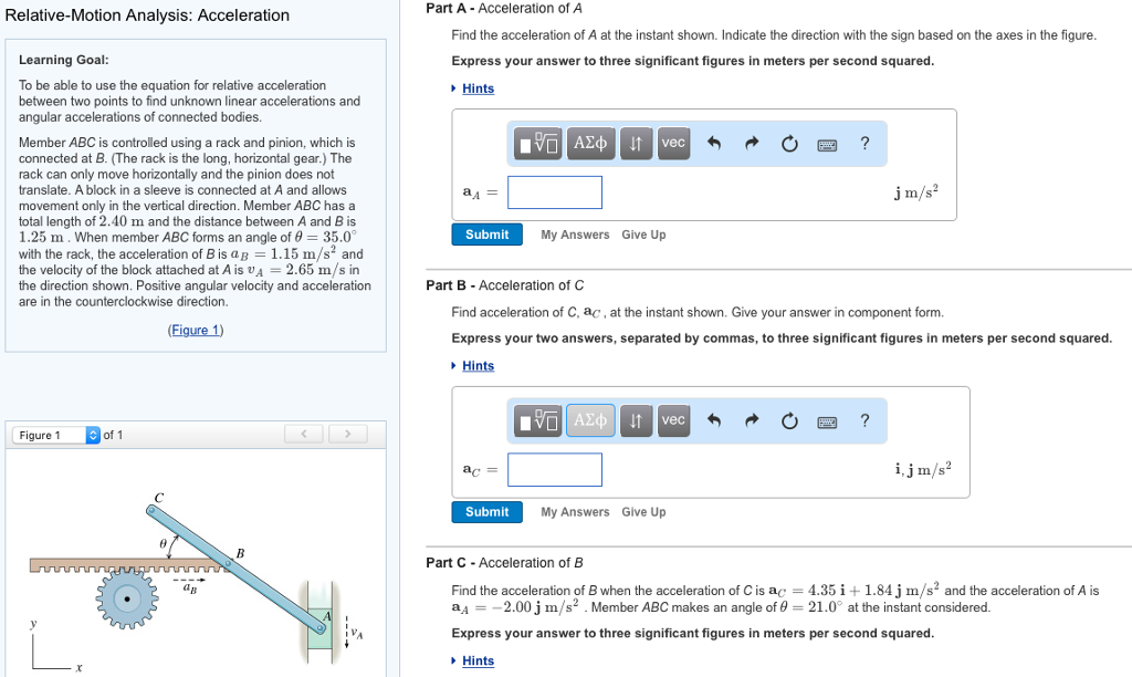 Solved Part A Acceleration of A RelativeMotion Analysis
