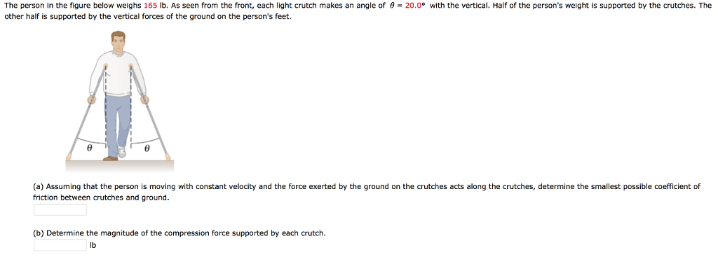 Solved The person in the figure below weighs 165 lb. As seen | Chegg.com