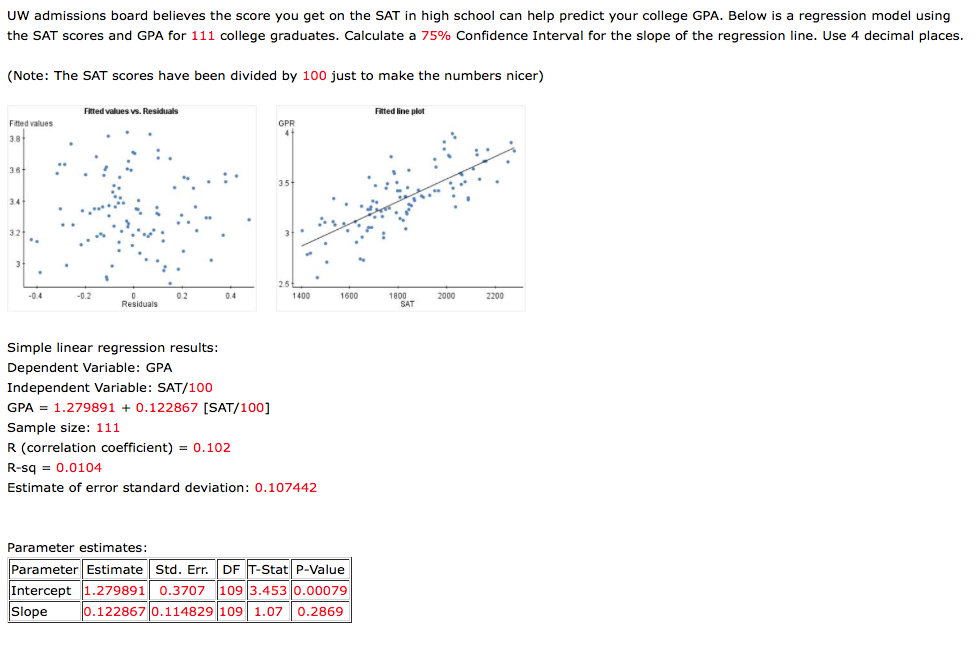 Sat Math Questions Using Regression Solved UW admissions board believes the score you get on the | Chegg.com