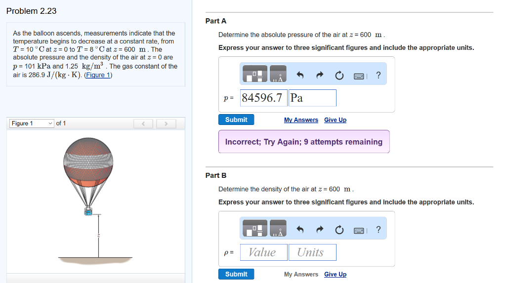 Solved As the balloon ascends, measurements indicate that