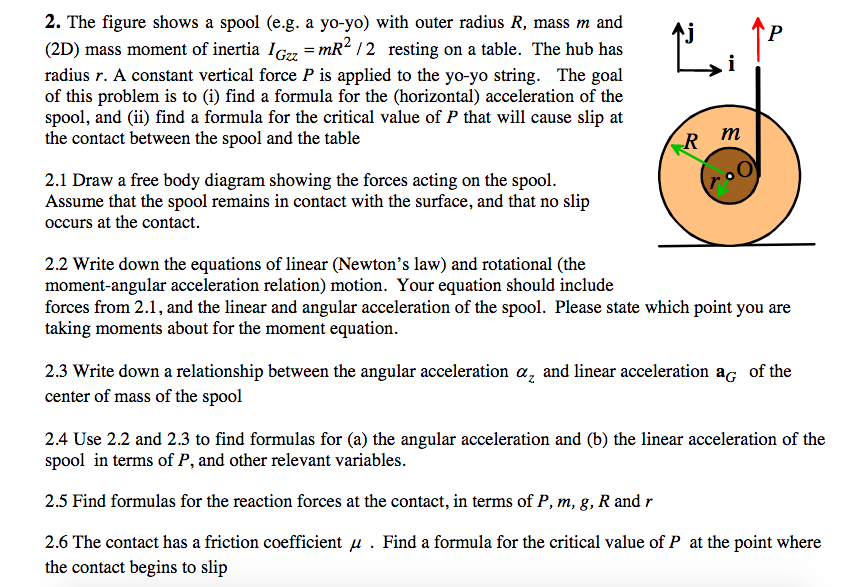 Solved 2. The figure shows a spool (e.g. a yo-yo) with outer | Chegg.com