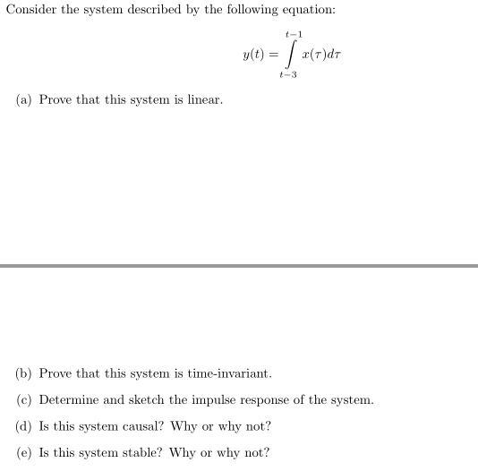 Solved Consider the system described by the following | Chegg.com