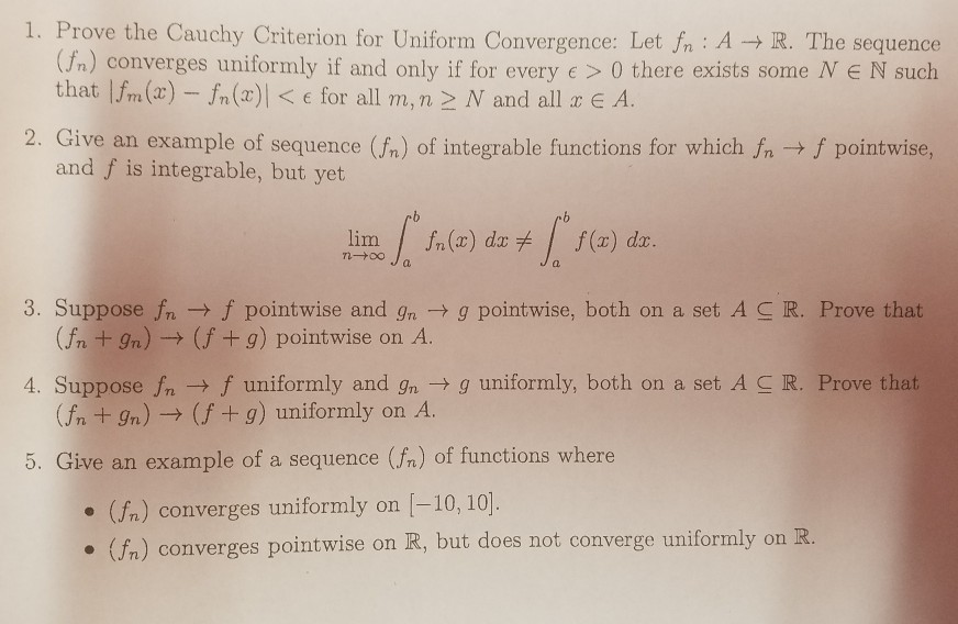 Solved 1. Prove the Cauchy Criterion for Uniform