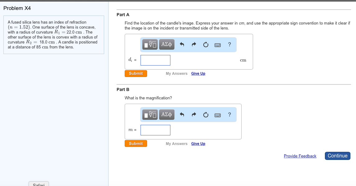 Solved A fused silica lens has an index of refraction (n =