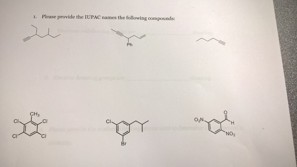 Solved Provide The Iupac Names The Following Compounds