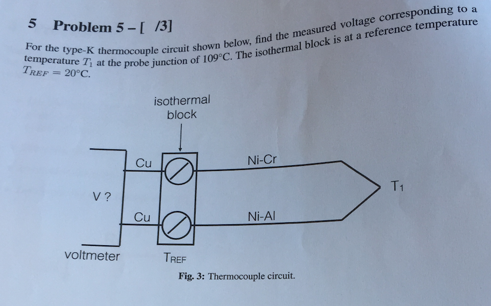 Solved For the typeK thermocouple circuit shown below, find
