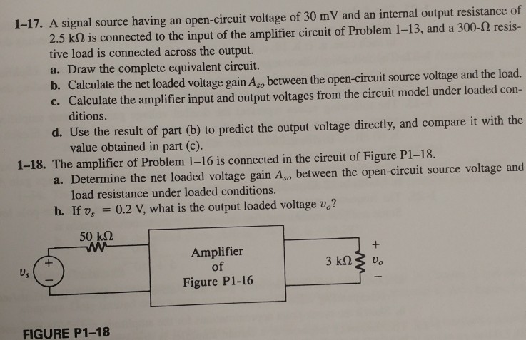 Solved 1-17. A signal source having an open-circuit voltage | Chegg.com
