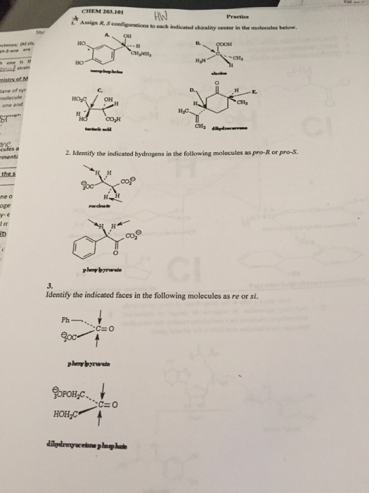 Solved CHEM 203.101 Assign R, Sconfigurations toeach | Chegg.com
