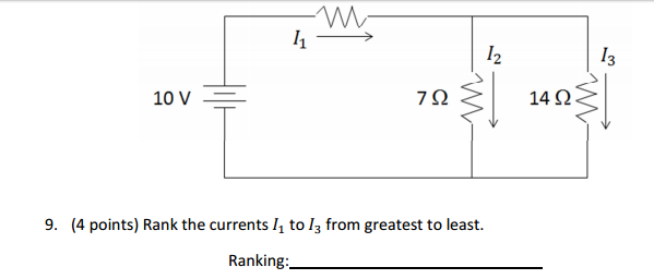 Solved Rank the currents I_1 to I_3 from greatest to least. | Chegg.com