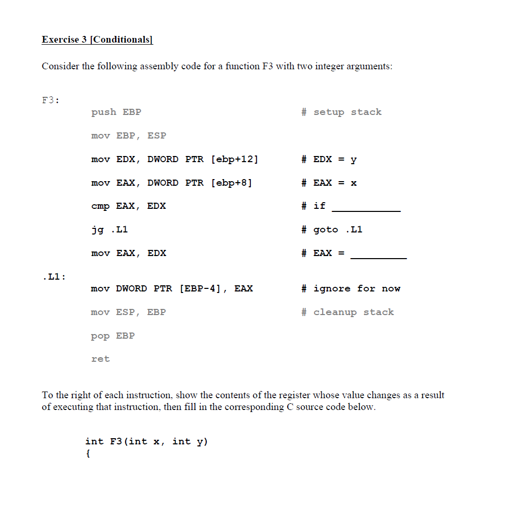 Solved Exercise 3 [Conditionals] Consider the following | Chegg.com