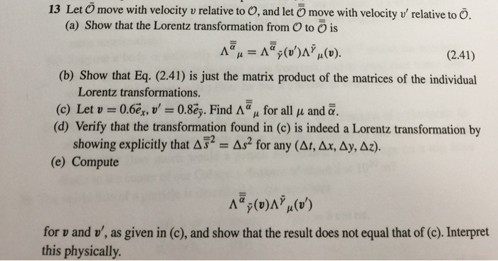 Solved Let move with velocity v relative to O, and let | Chegg.com