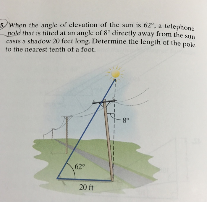 Solved When The Angle Of Elevation Of The Sun Is 62 Degree