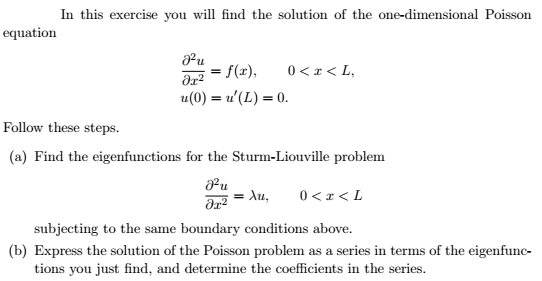 Solved In this exercise you will find the solution of the | Chegg.com