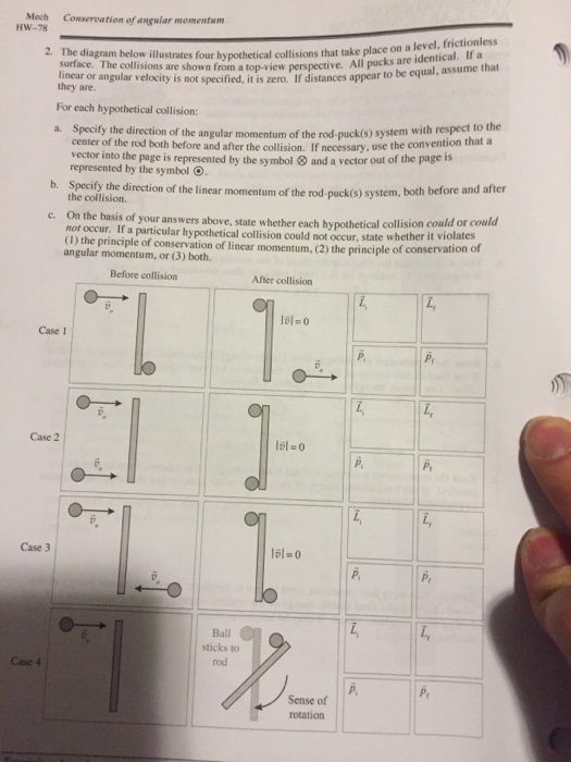 Solved CONSERVATION OF Mech Hw Name ANGULAR MOMENTUM 1. In | Chegg.com