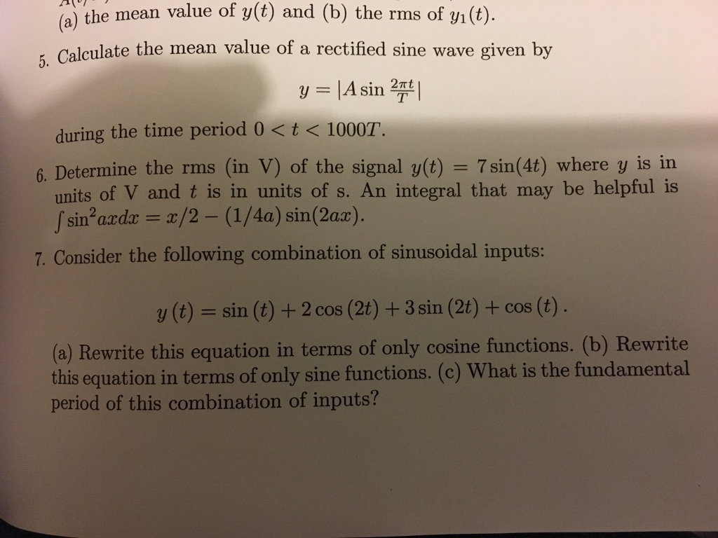 Solved Calculate the mean value of a rectified sine wave