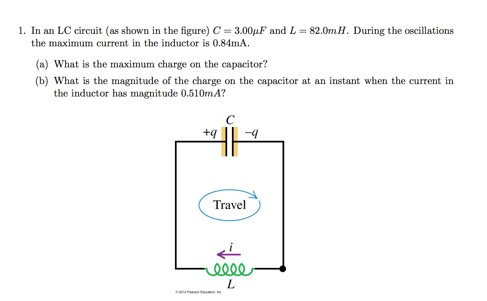 Solved In an LC circuit (as shown in the figure) C = 3.00mu | Chegg.com